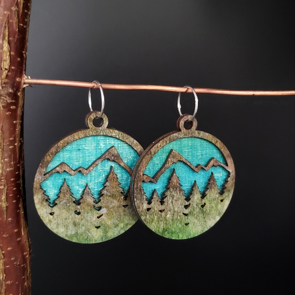 Reversible Handmade Wooden Earrings